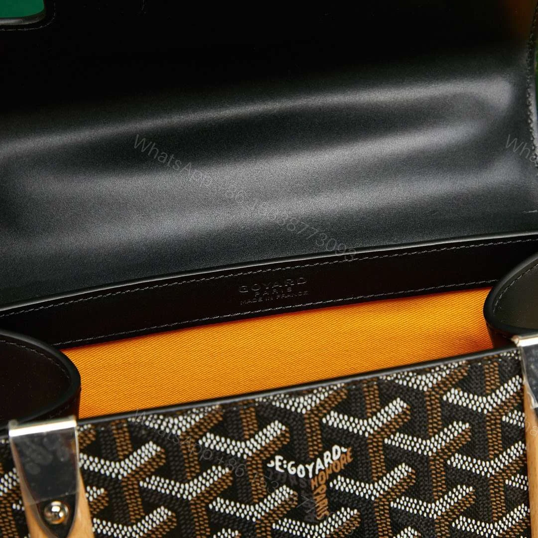View 2 of Goyard SAIGON Black Handbag With Wooden Handle 28cm
