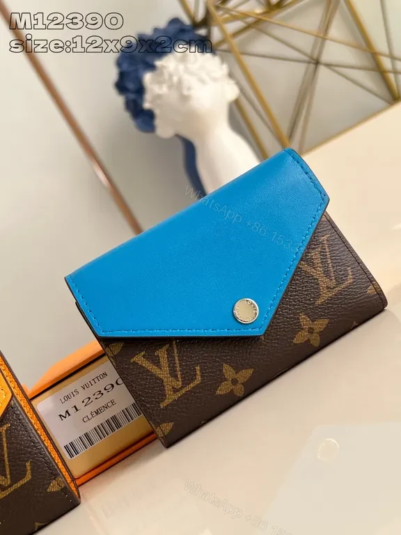 Two-Tone Blue LV Wallet Clutch with Monogram — view 1