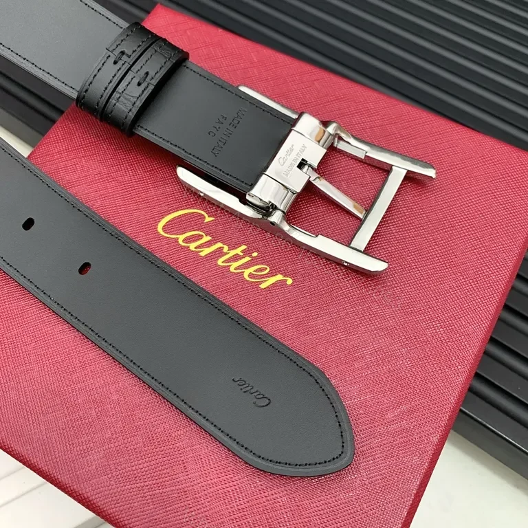 View 9 of Luxury Alligator-Effect Leather Belt with Stainless Buckle
