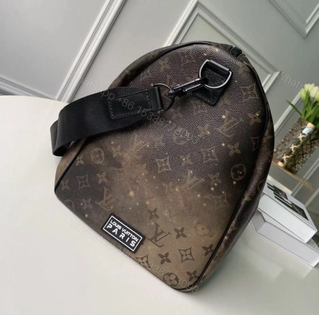 View 4 of Replica 1:1 Clone Louis Vuitton Keepall Bandouliere Monogram Galaxy 50 Black Multicolor