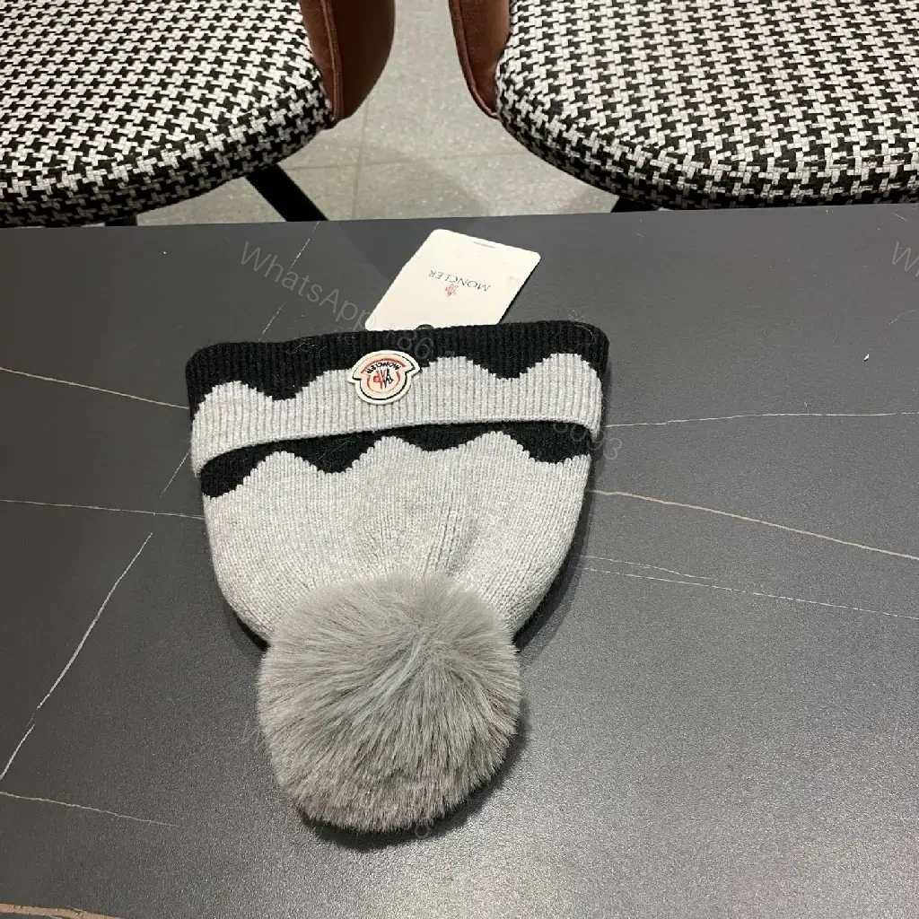View 7 of Chic Patterned Beanie with Pom: Premium Knit Warmer