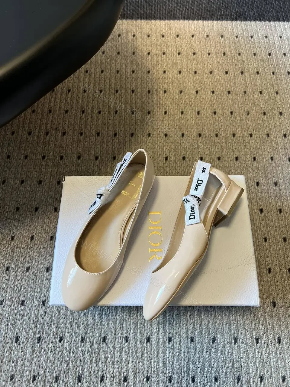View 9 of Patent Slingback Pumps with Dior-Style Ribbon Straps