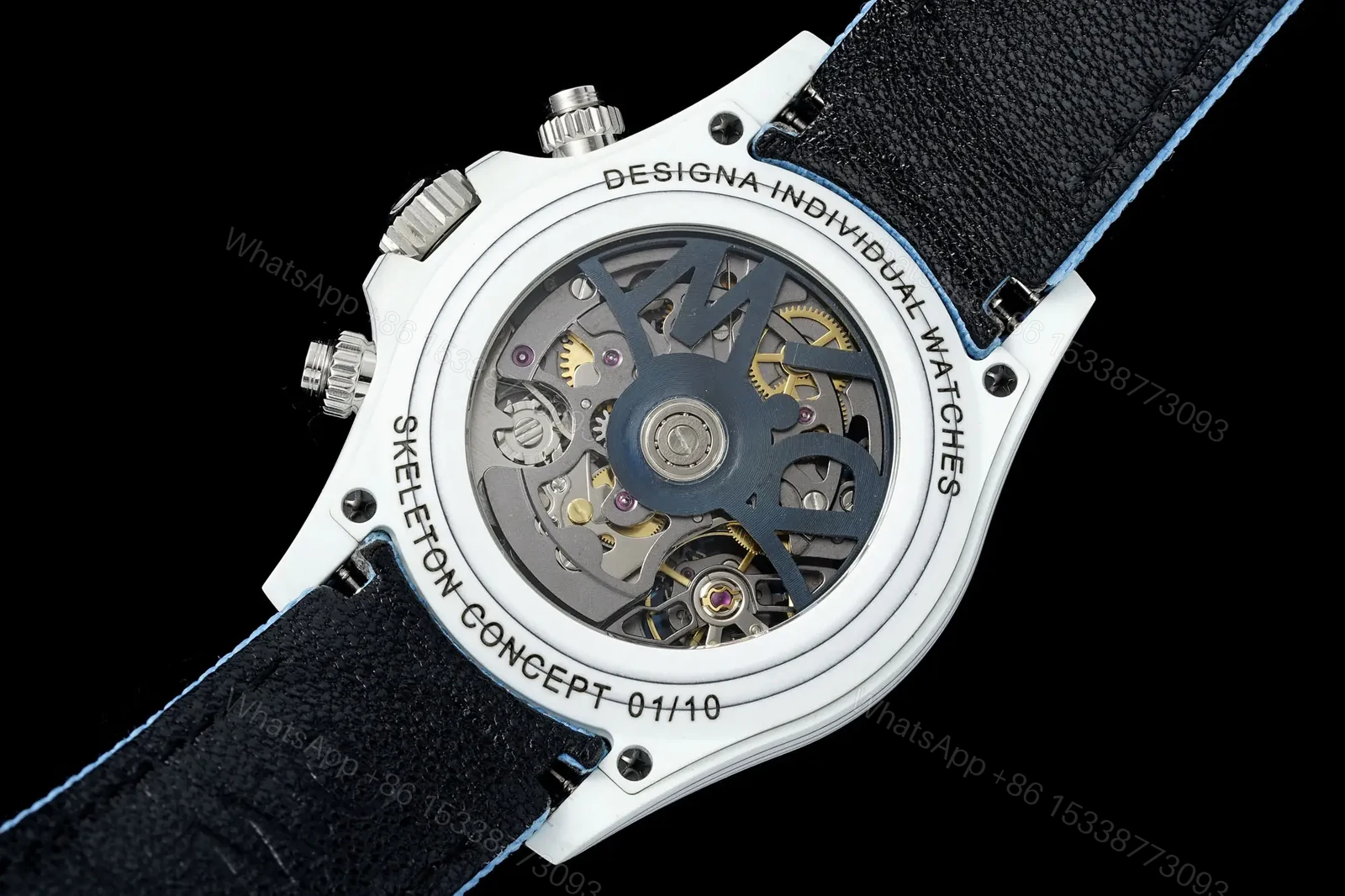 View 6 of Rolex Daytona 40mm Carbon Fiber Blue Skeleton Dial Blue Bezel Strap Watch RLX-DAY-CARBON-40-BLU-BEZ