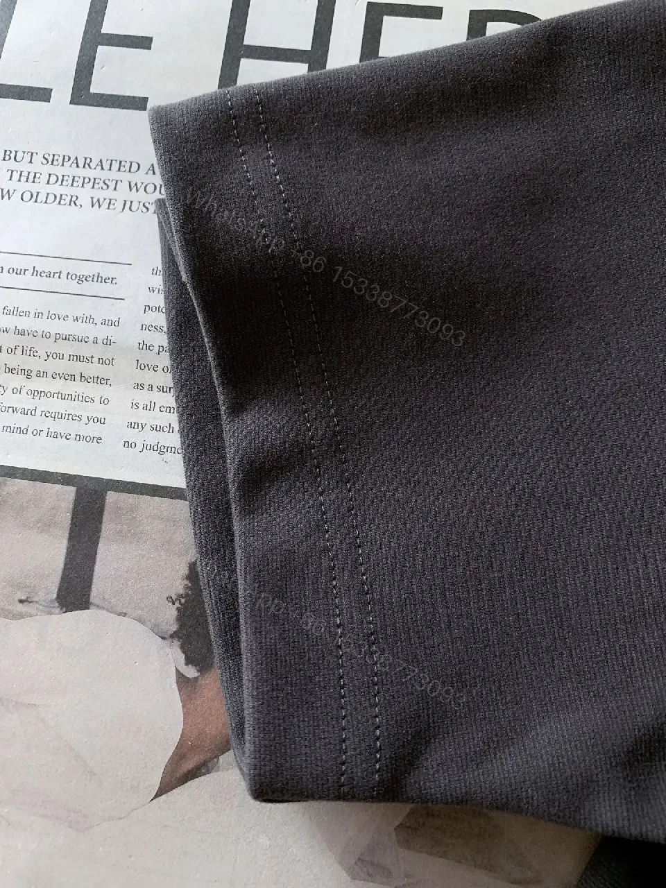 View 10 of Charcoal Cotton Casual Tee with Subtle Distressed Logo