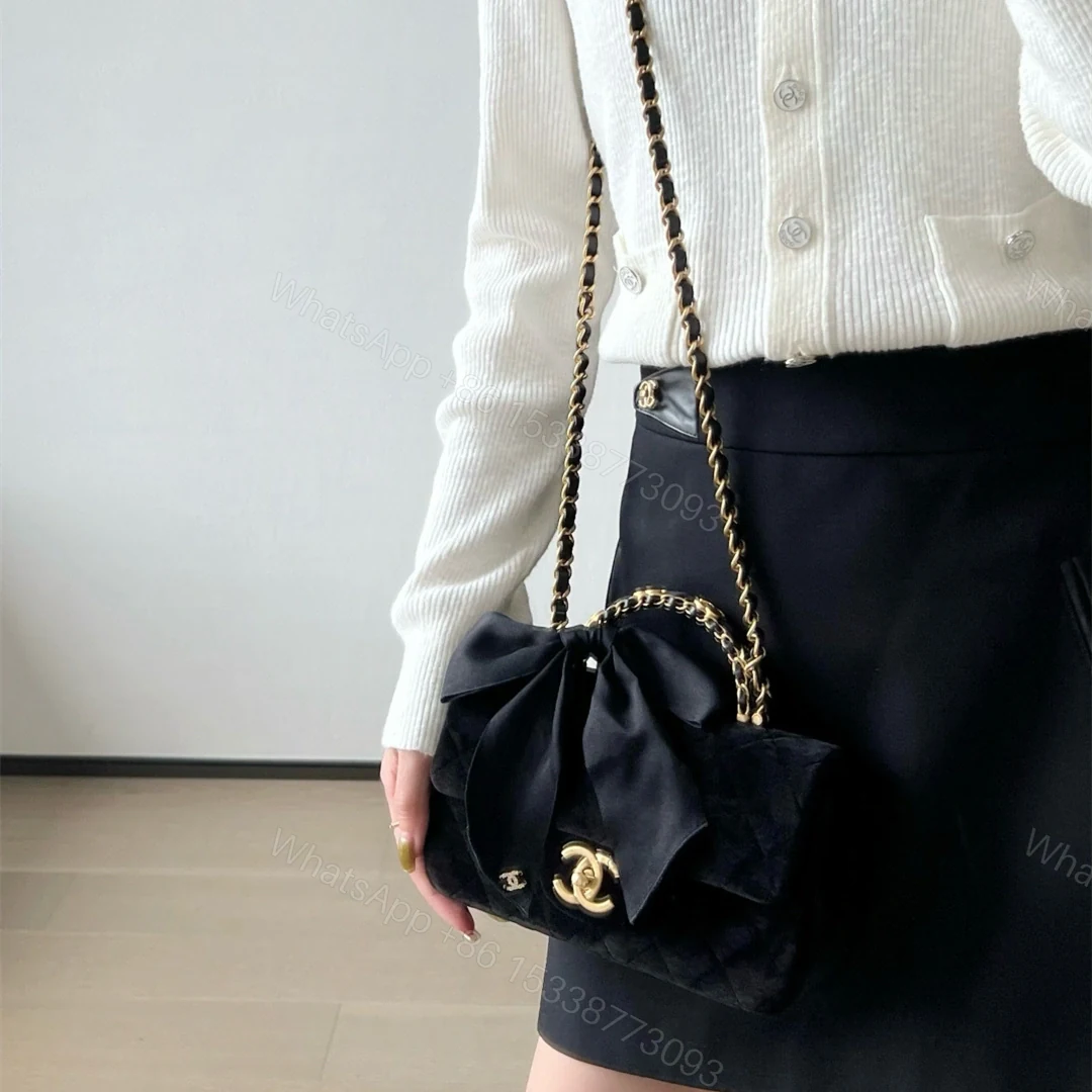 View 22 of 高仿Chanel*25K系列AS5875蝴蝶結絲絨單肩包Mini免檢版