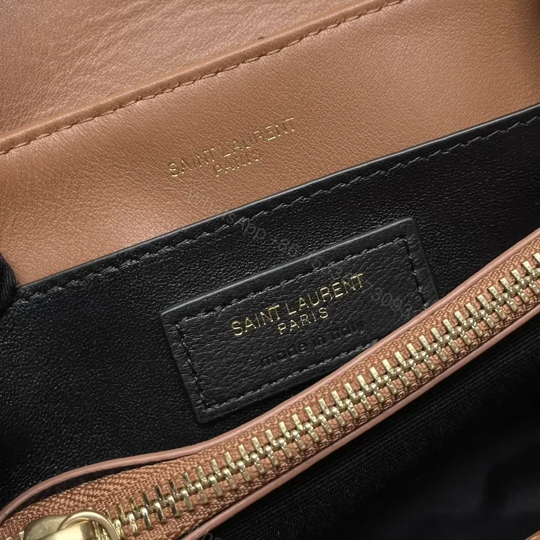 View 3 of Chic Quilted Leather Crossbody: Warm Brown & Gold Chain