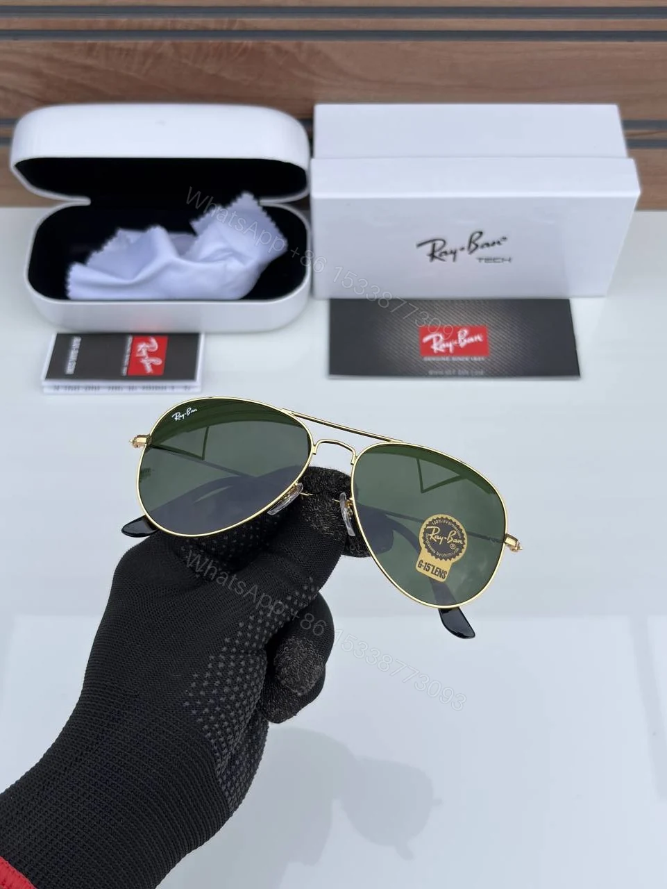 View 5 of First Copy Rayban 3026 Golden Green Glass Quality