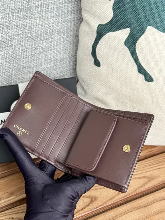 View 3 of Black Quilted Leather Wallet | Luxe Bi-Fold, Slim Gold Hardware