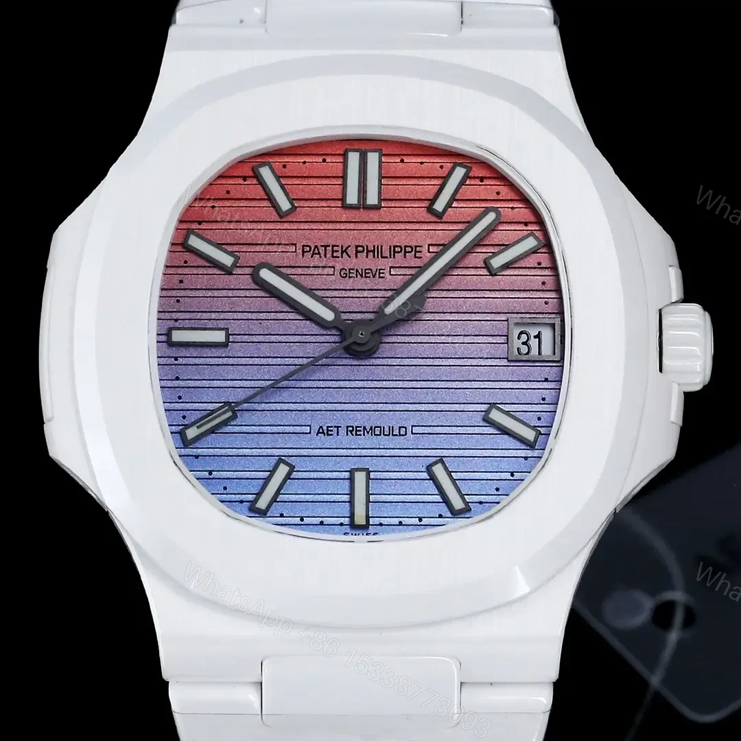 View 3 of Patek Philippe Gradient Nautilus Watch White Ceramic Bracelet Ultimate 40MM PP-NAU-GRAD-PBL-WCER40
