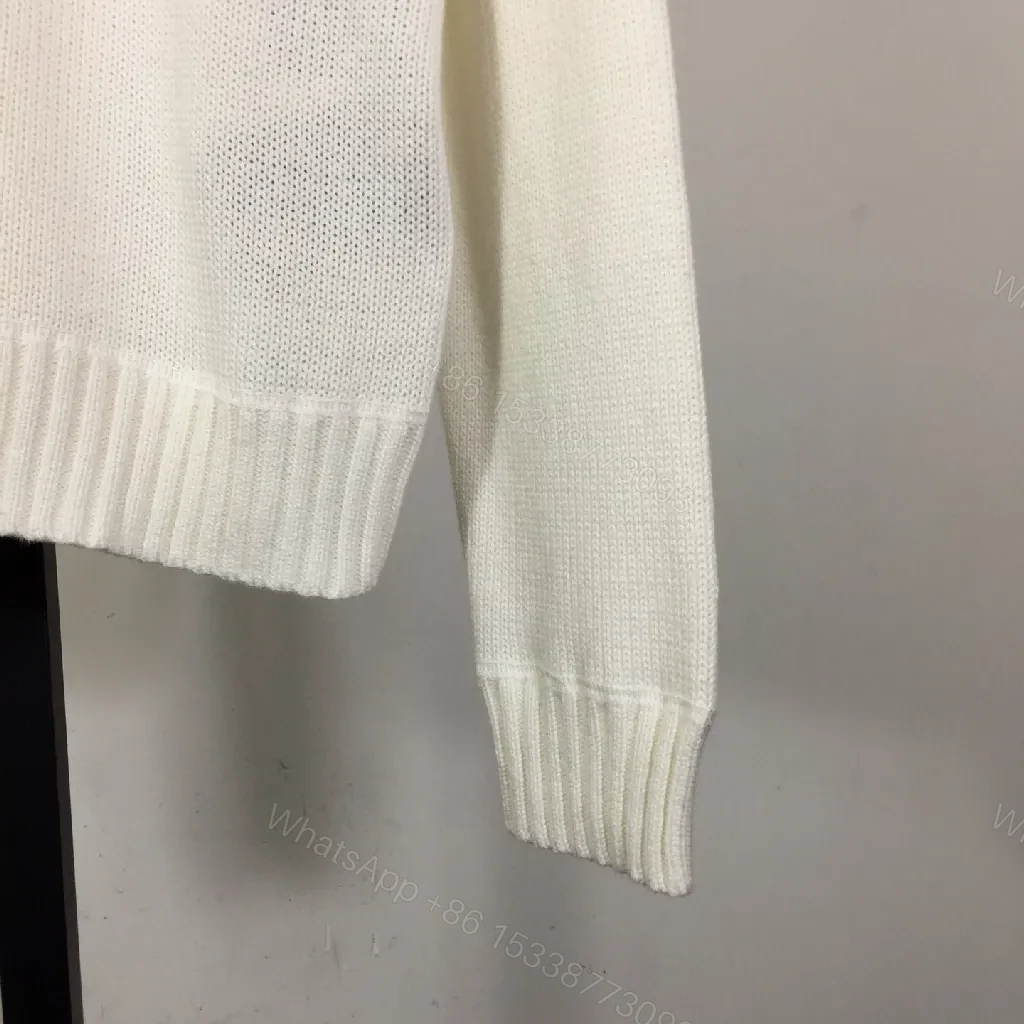 View 6 of White Knit Crew with Premium Logo Detail Knitwear Top