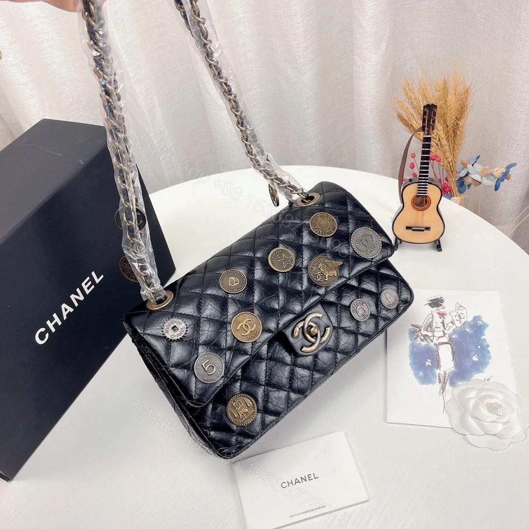 View 6 of Chanel Coin Medallion Flap Bag Quilted Aged Calfskin Medium