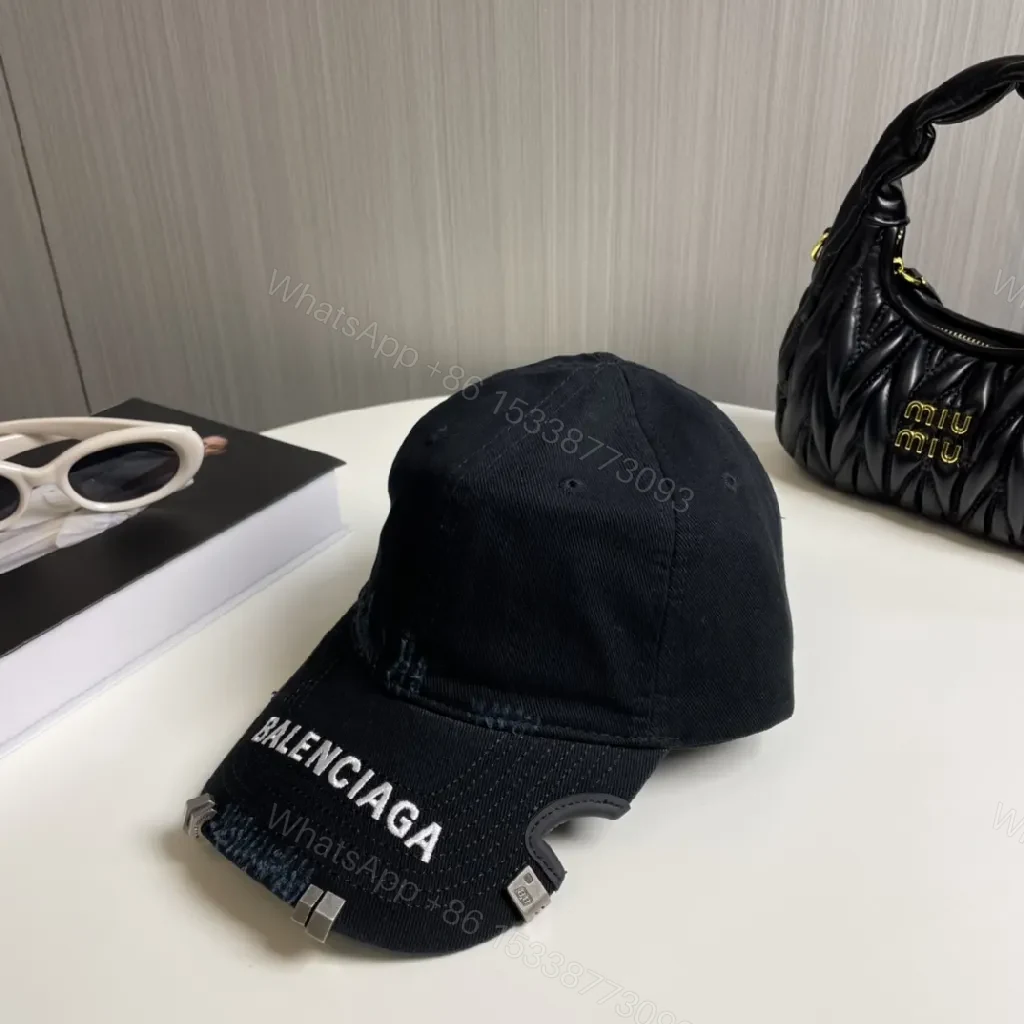 View 3 of Black Cap Black Cotton-Nylon Bold Balenciaga Branding Cap