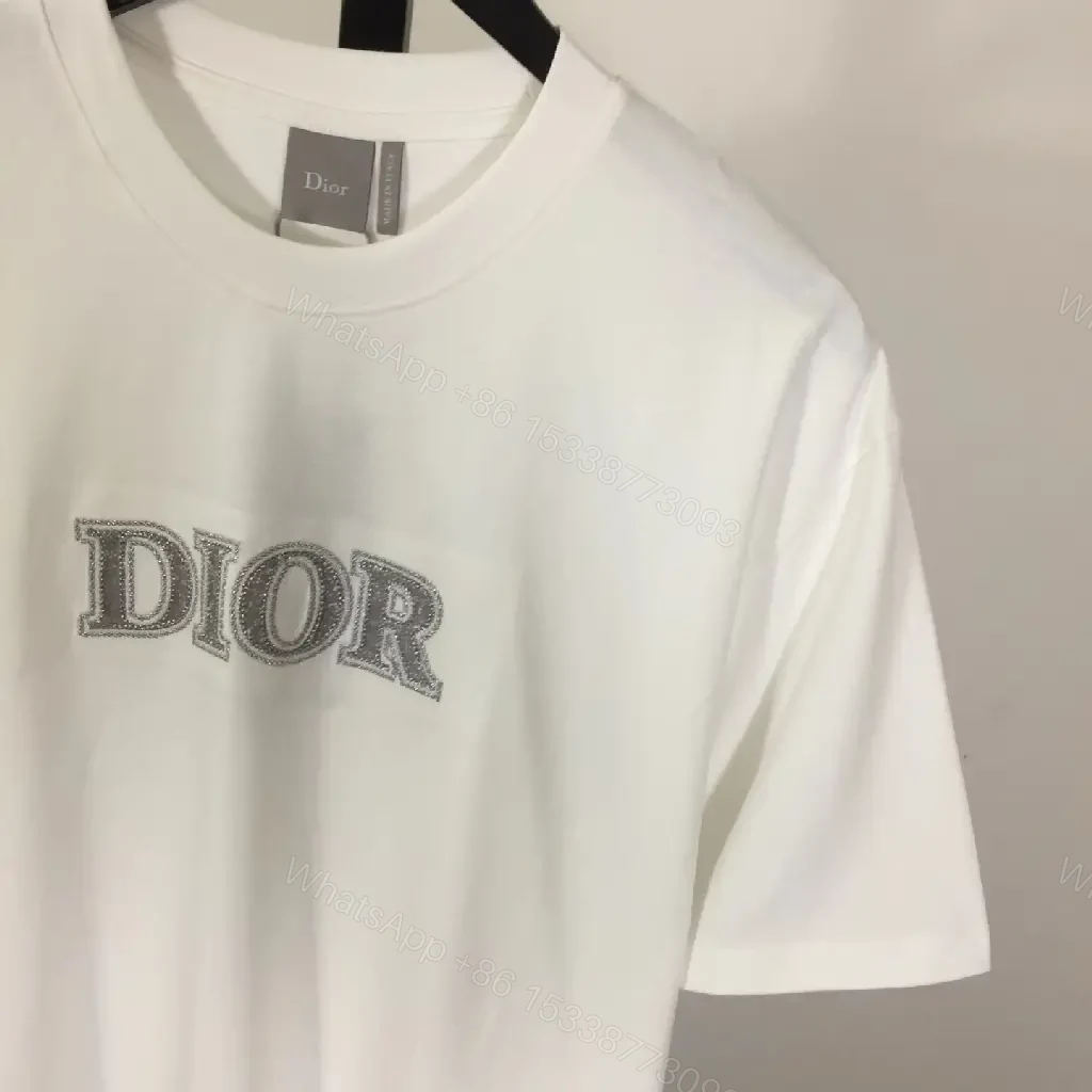 View 3 of White Cotton T-Shirt Silver-Embellished Logo T-Shirt