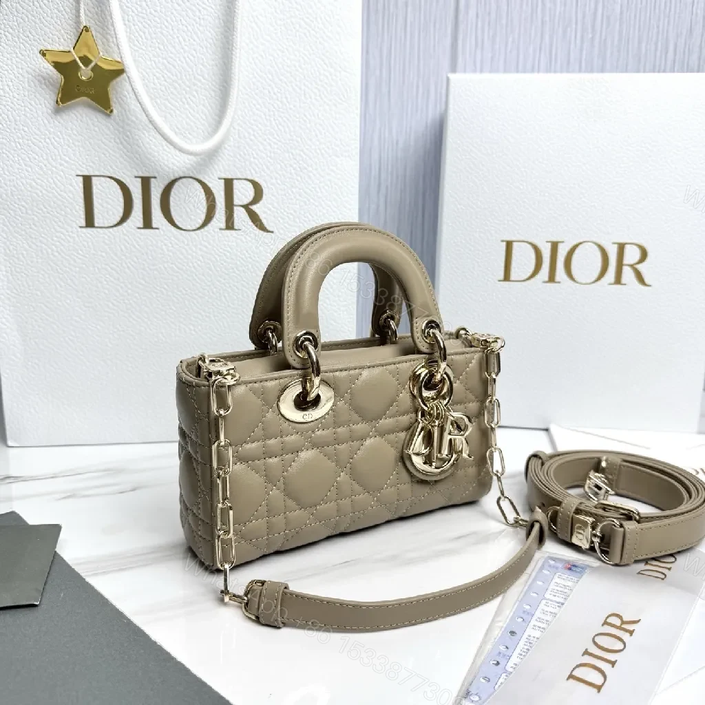 View 8 of Chic Taupe Quilted Mini Bag with Gold Hardware