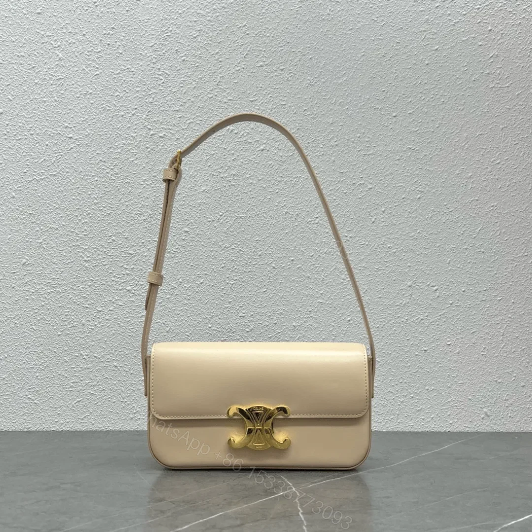 Celine Triomphe Handbag Replica Milky White Super Smooth Leather 20x12cm — view 1
