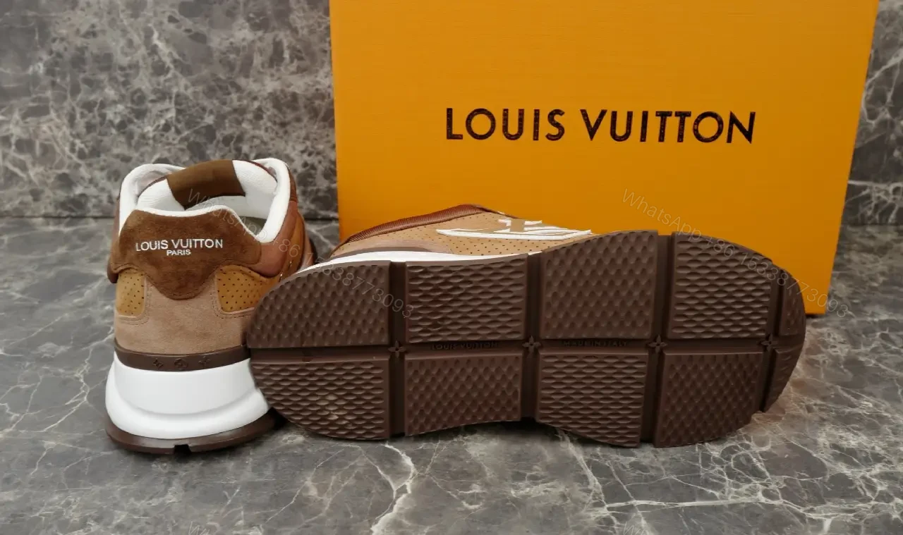 View 6 of Brown Leather Sneaker with LV Detailing - High-Top Comfort