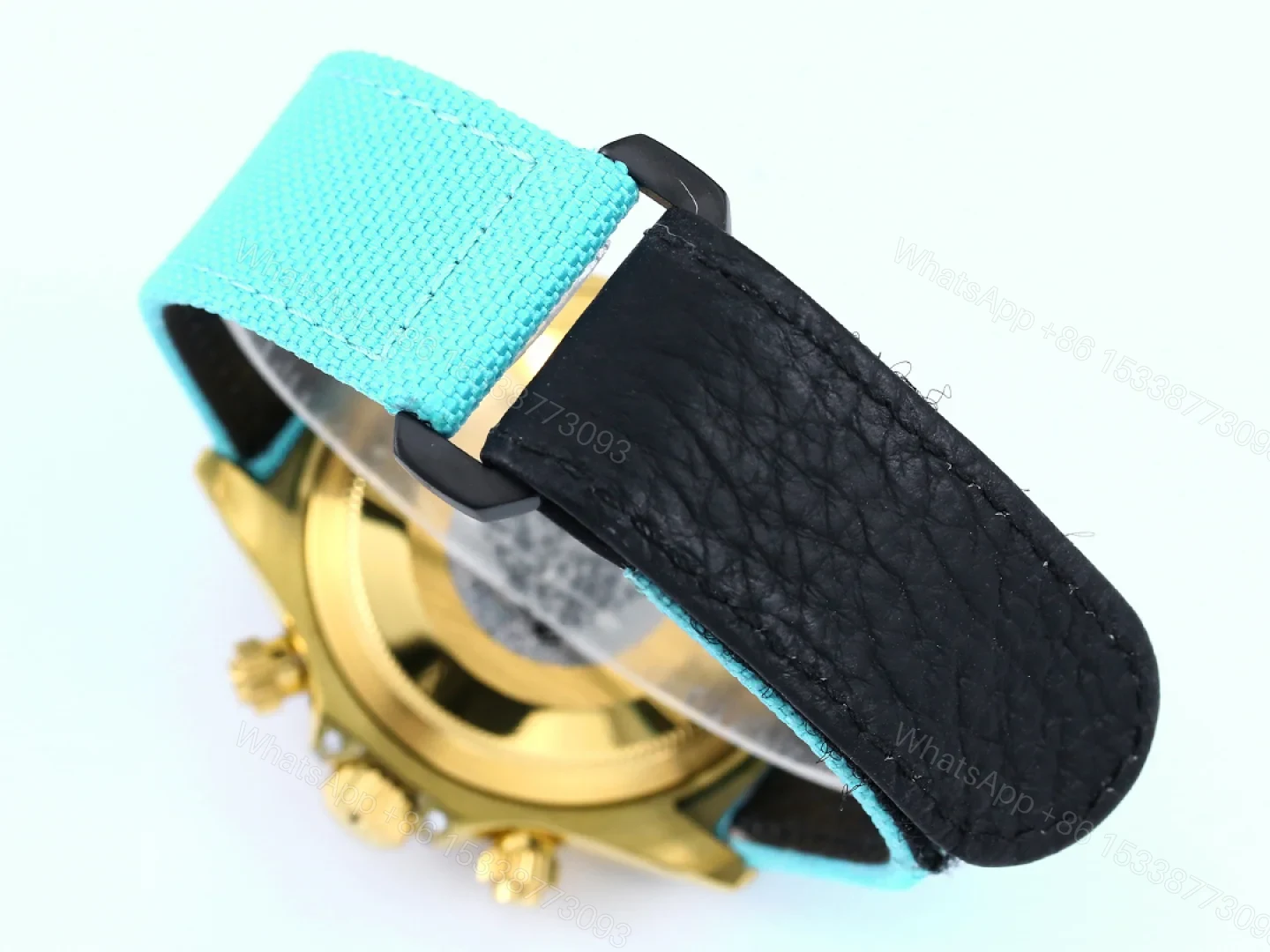 View 7 of Rolex Daytona Pink Ruby Replica 43MM Exclusive Turquoise Fabric Strap RG-ROLEX-DAYTONA-PINK-TURQUOISE-43