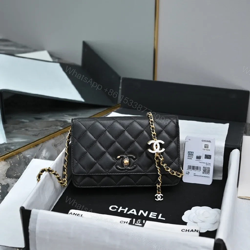 Quilted Leather Shoulder Bag, Gold Chain, Compact Chic — view 1