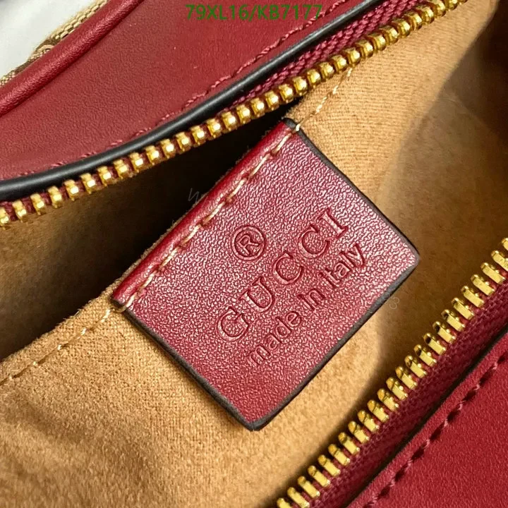 View 10 of Gucci Replica GG Marmont Small Beige Canvas Shoulder Bag with Leather Trim CXV319