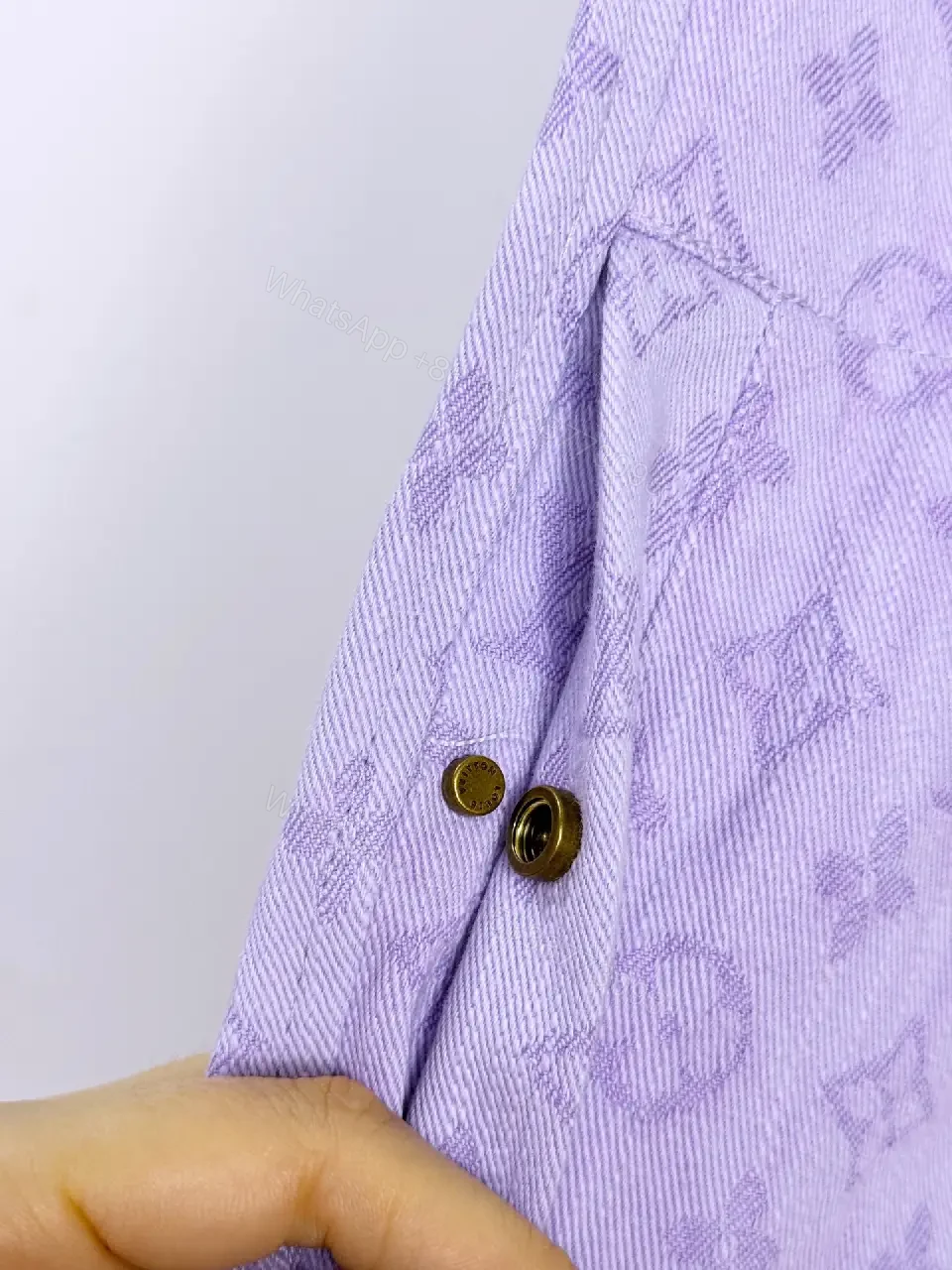 View 6 of Lavender Leather-Patterned Bermuda Shorts with Star Embellishments