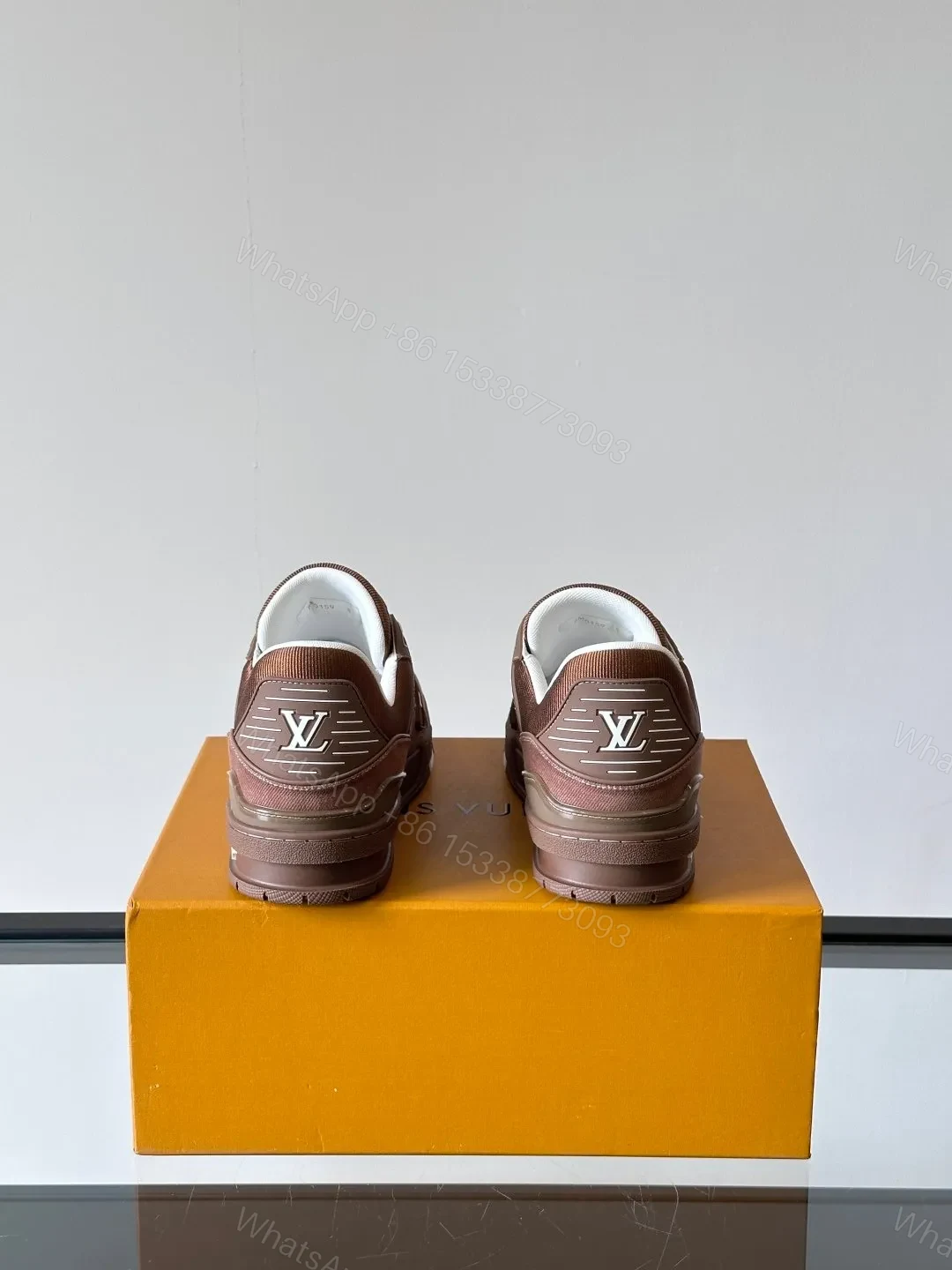 View 5 of LV Men Brown Suede Leather Sneakers