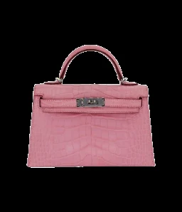 Hermès Mini Kelly II Bubblegum Matte Alligator Palladium Hardware — view 1
