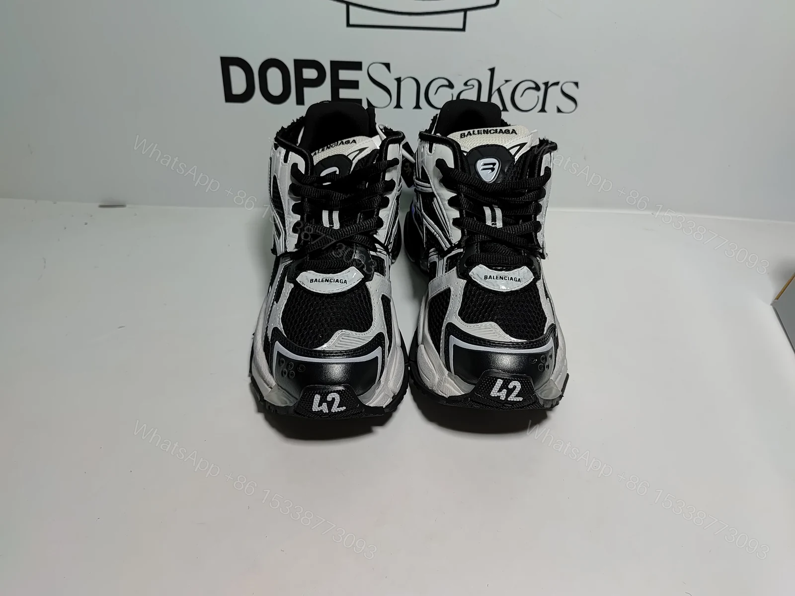 View 3 of Balenciaga RUNNER LED SNEAKER IN BLACK AND WHITE