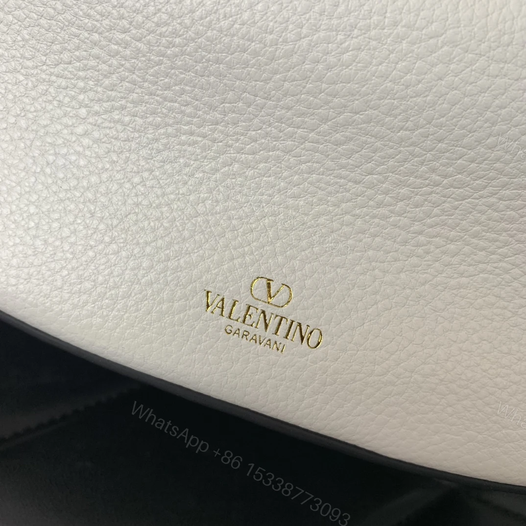 View 8 of VALENTINO GARAVANI SMALL VLOGO MOON HOBO BAG IN GRAINY CALFSKIN WITH CHAIN WHITE 29CM 4W2B0N08JDK 098