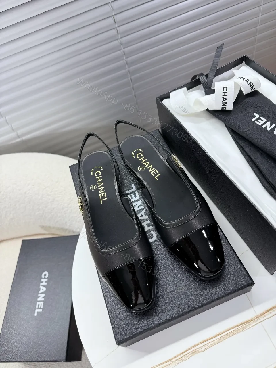 Glossy Cap-Toe Black Slingback Mules, Luxury Style, All-Day Comfort — view 1