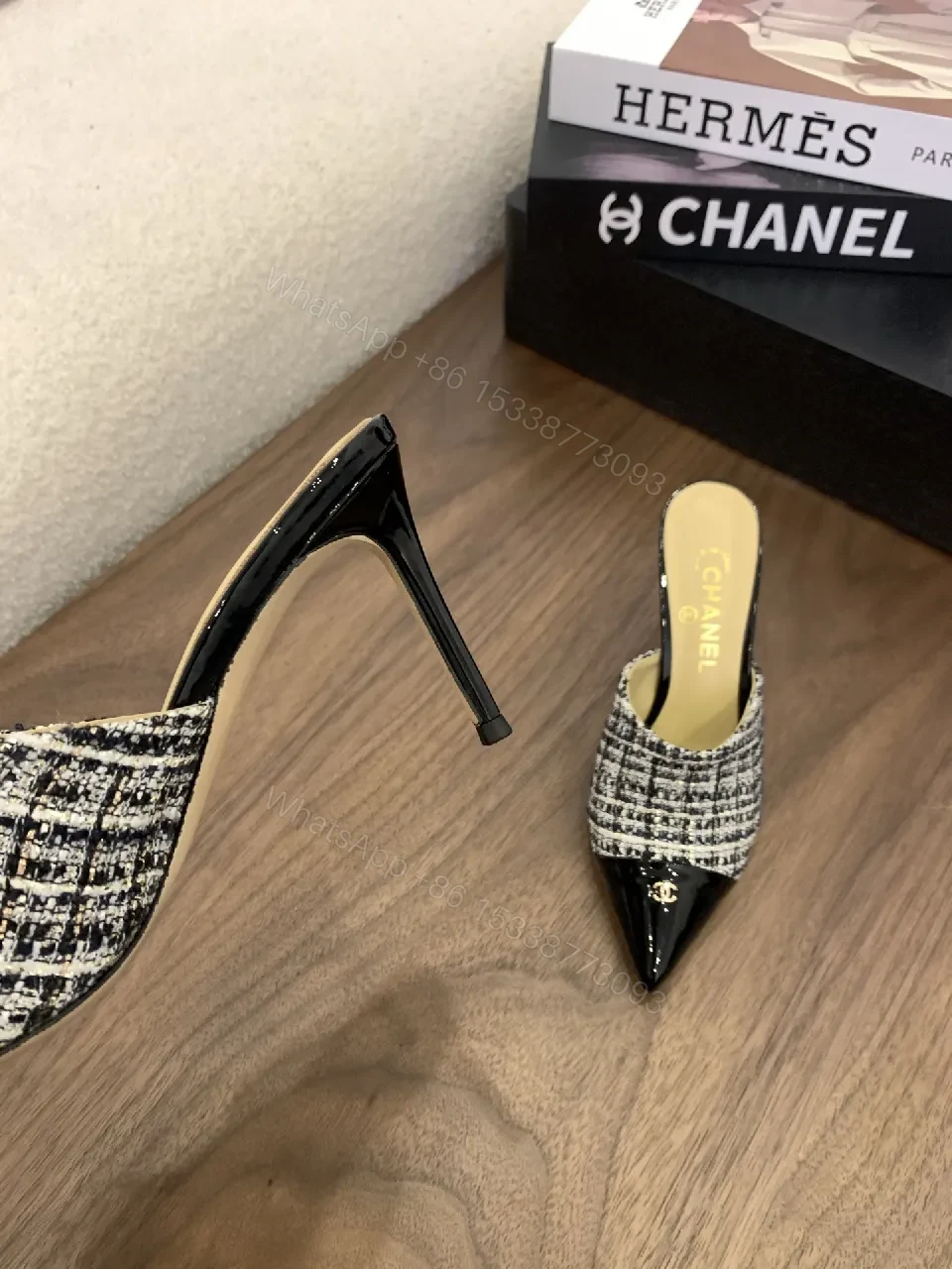 View 7 of Textured Tweed & Patent Mule – Modern Sophistication, All-Day Comfort