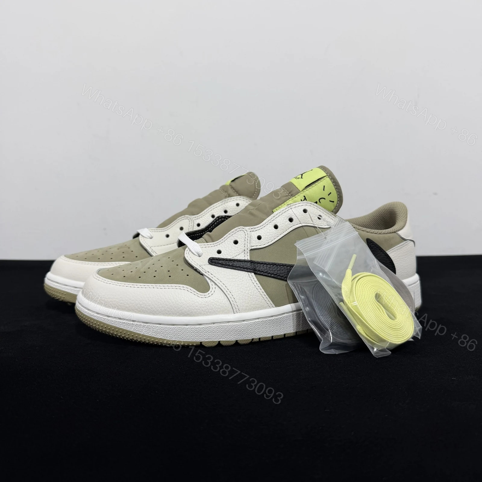 View 7 of Travis Scott x Air Jordan 1 Low OG Golf ‘Neutral Olive’ Reps
