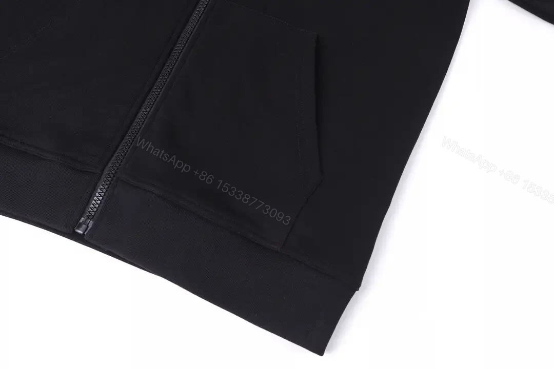 View 2 of Black Cotton Zip Hoodie with Burberry-Check Interior