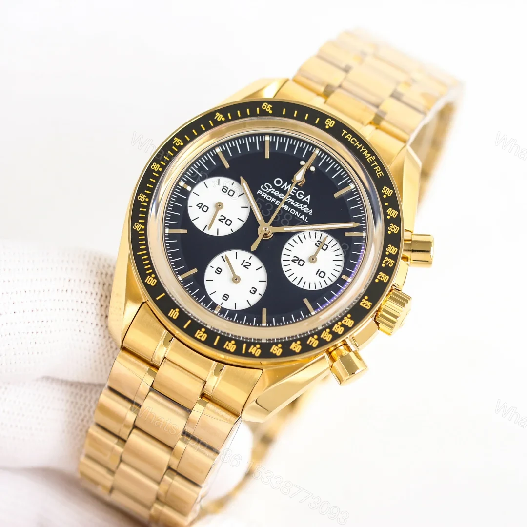 View 3 of Omega Speedmaster Gold Replica 42MM Premium Bracelet Moonwatch Edition OM-SP-GLD-BRC-42