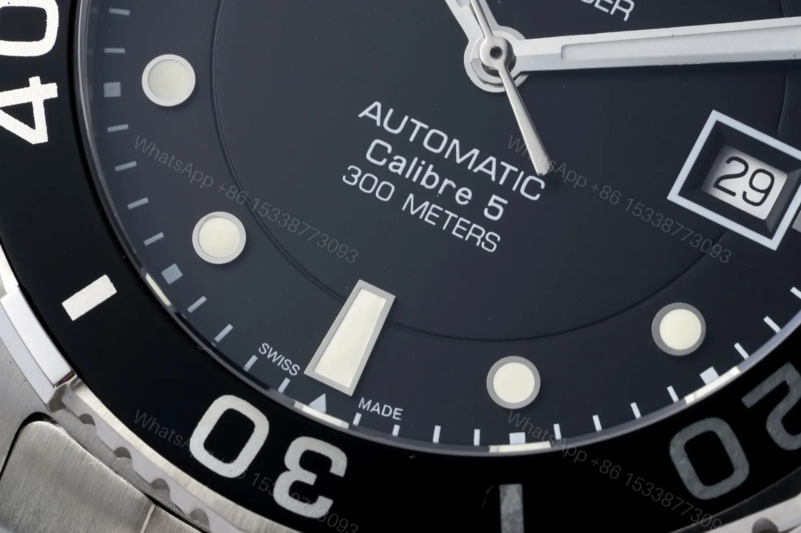 View 5 of XF Factory TAG Heuer Aquaracer Automatic Stainless Steel Watch – Black Dial, Date Display