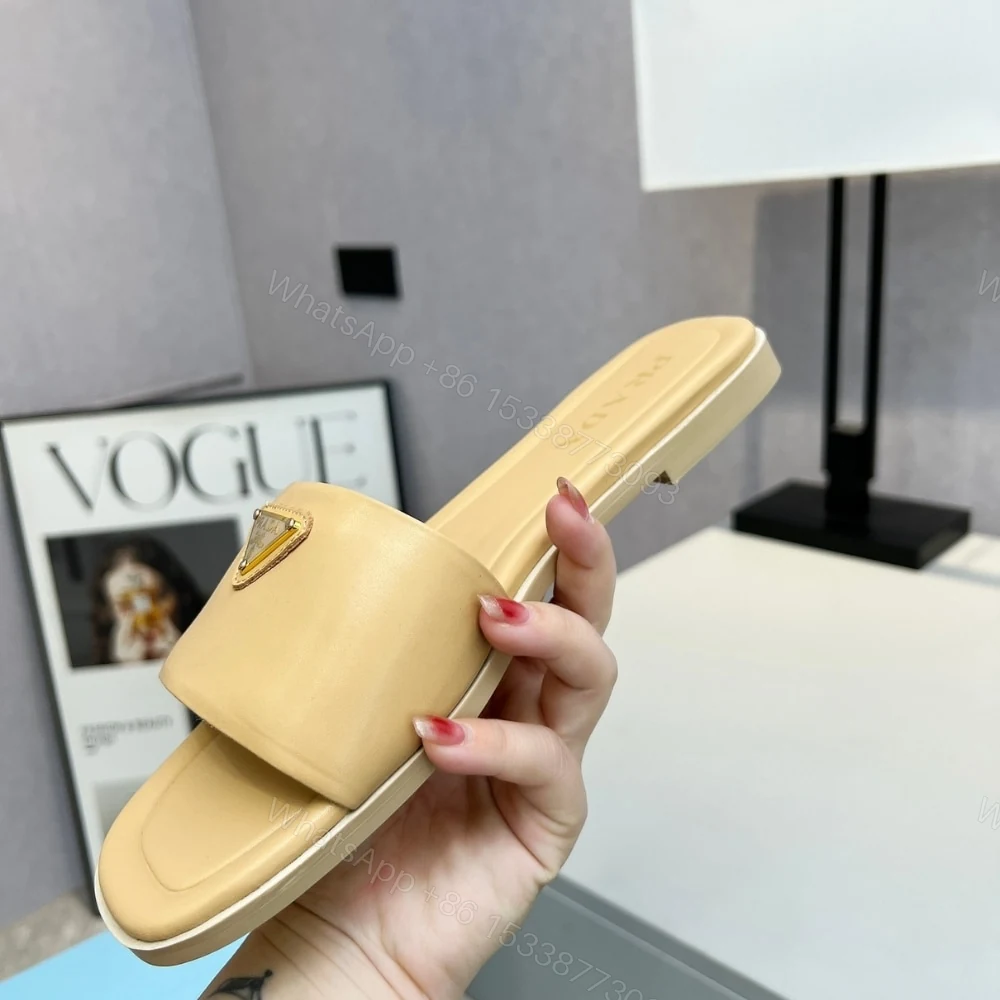 View 3 of PRADA SAFFIANO PATENT LEATHER SLIDES BEIGE