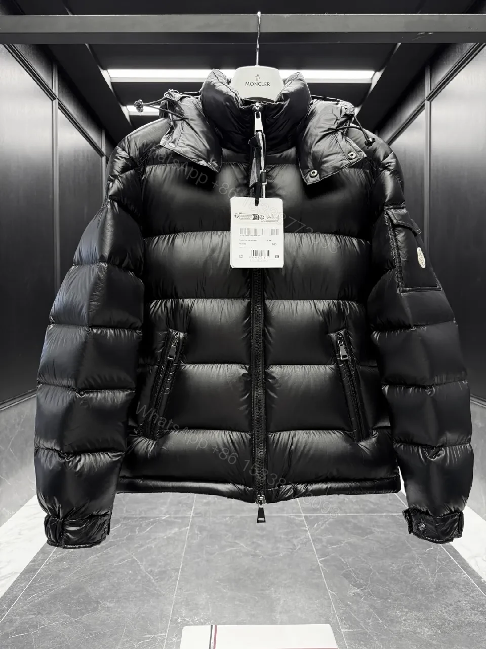 View 8 of Lux-Plush Puffer Jacket + Off-White Knit Sneakers Set
