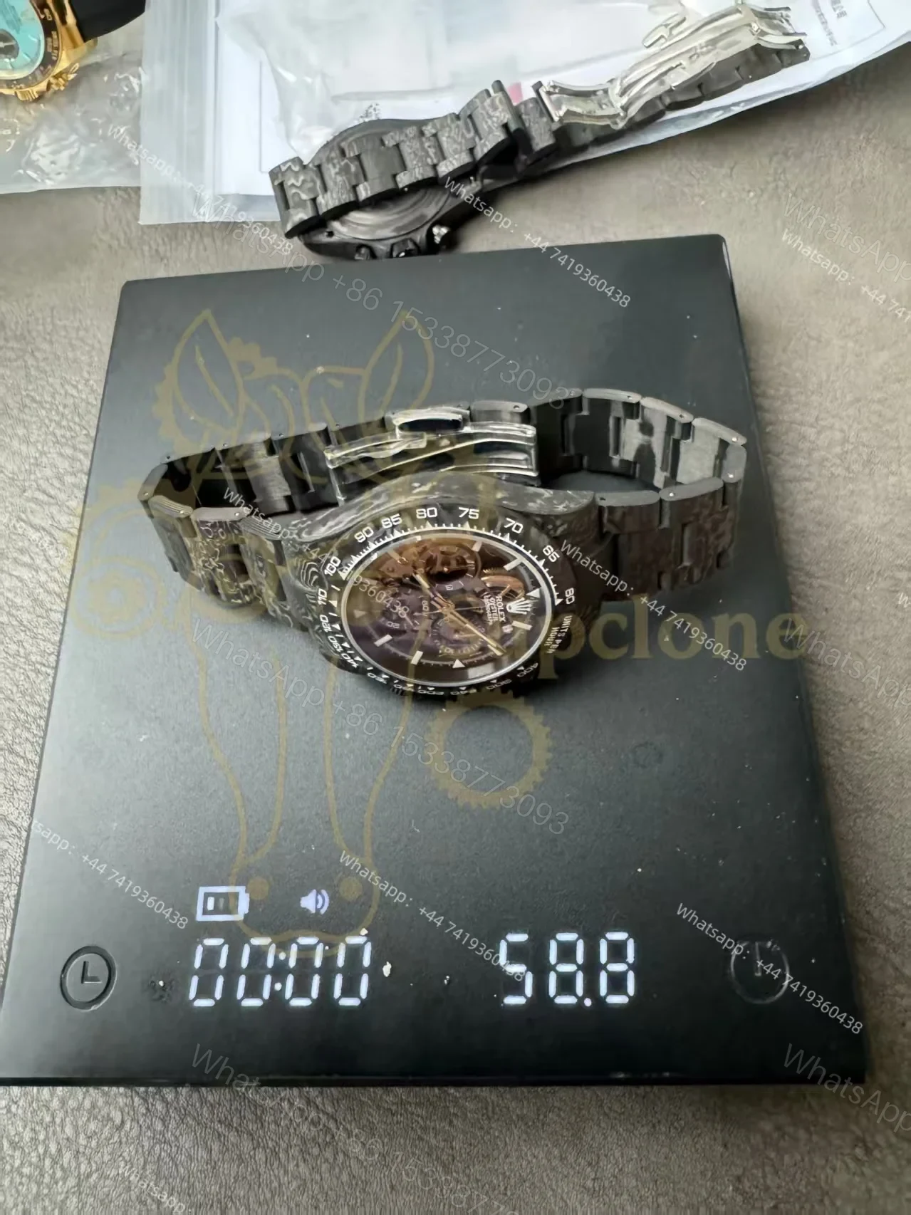 View 13 of Rolex Super Clone Carbon Fiber Daytona Skeleton Black & White Bezel Carbon Bracelet