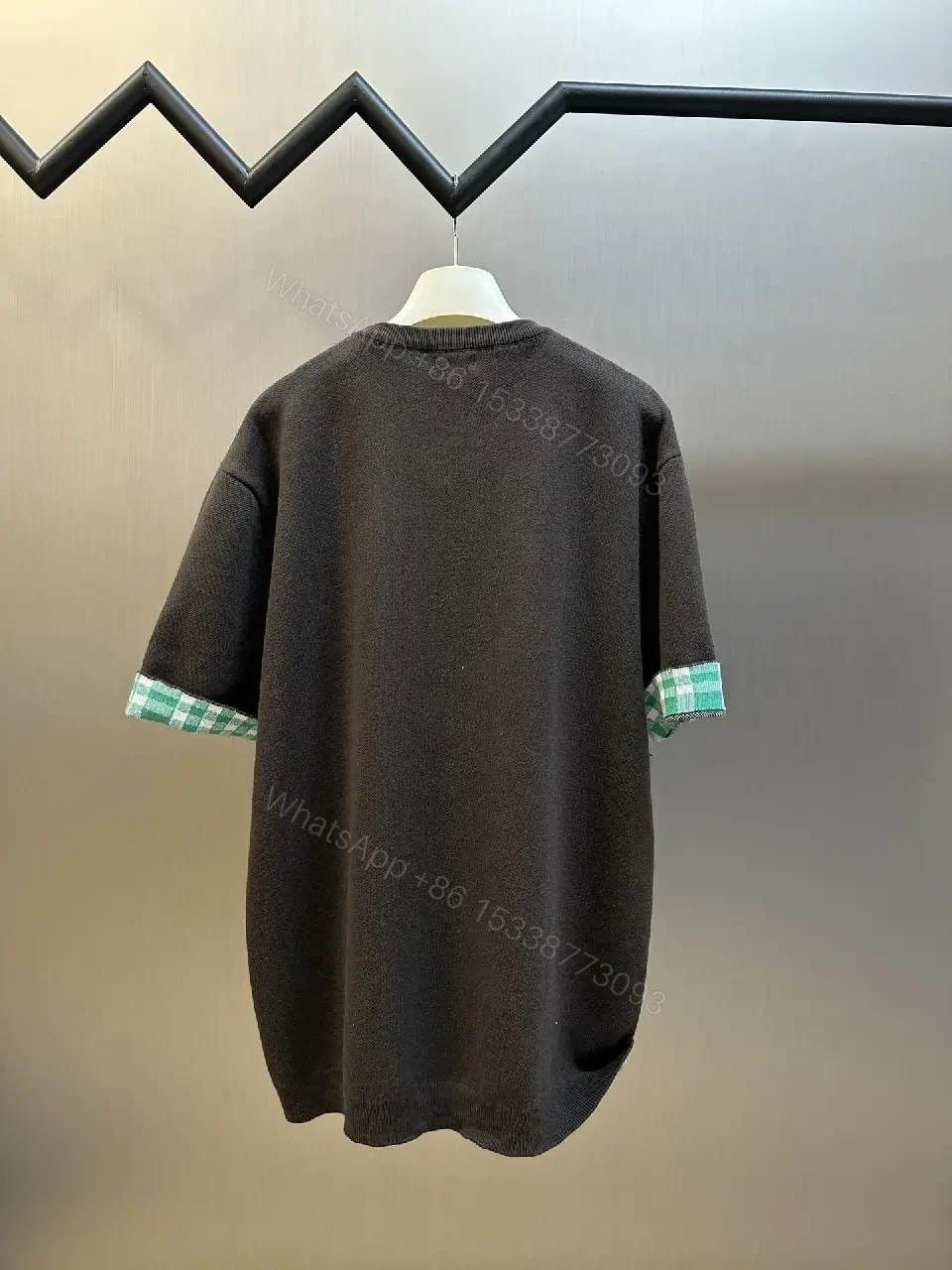 View 2 of Bold Logo Front Knit: Charcoal, Teal Plaid, Modern-Cool Sweatshirt