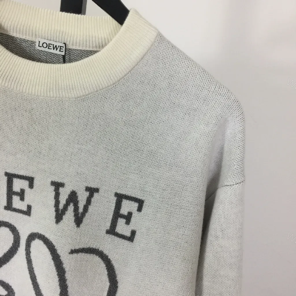 View 6 of Soft Grey Knit Crewneck: Logo Graphic Elevation Knitwear