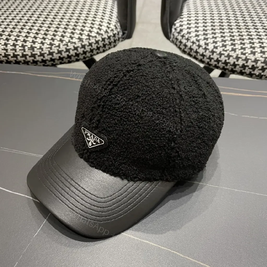 Textured Luxury Cap: Fleece Crown, Leather-Like Brim, Minimal Prada Flair — view 1