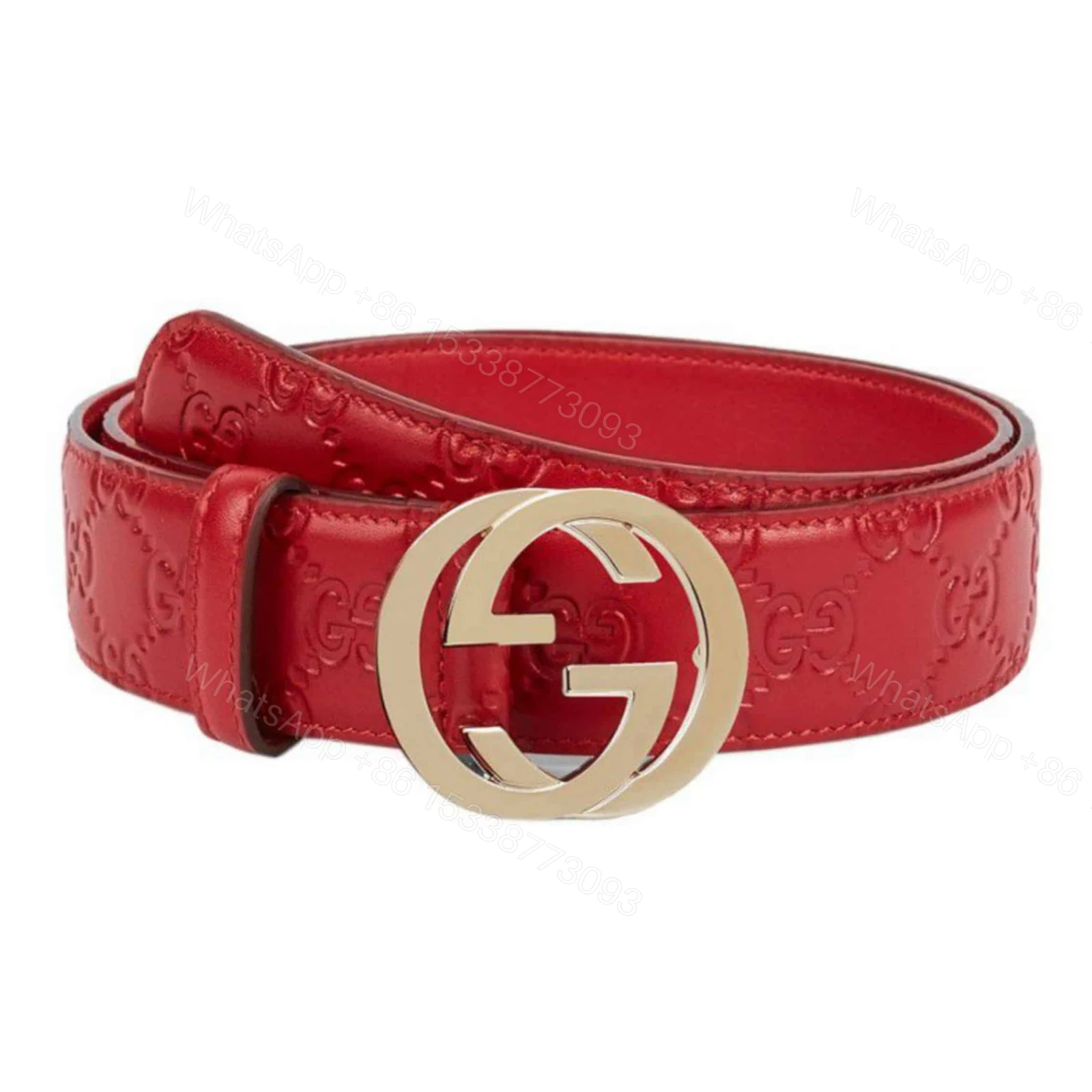 GUCCI INTERLOCKING G-BUCKLE LEATHER BELT – B3 — view 1