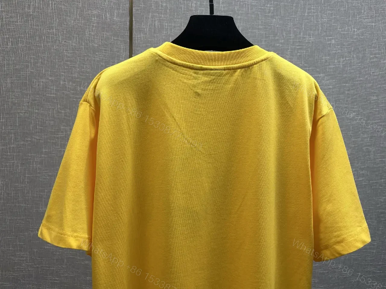 View 3 of Yellow Cotton T-Shirt with Dracula Print, Dior Brand Style, Graphic Tee
