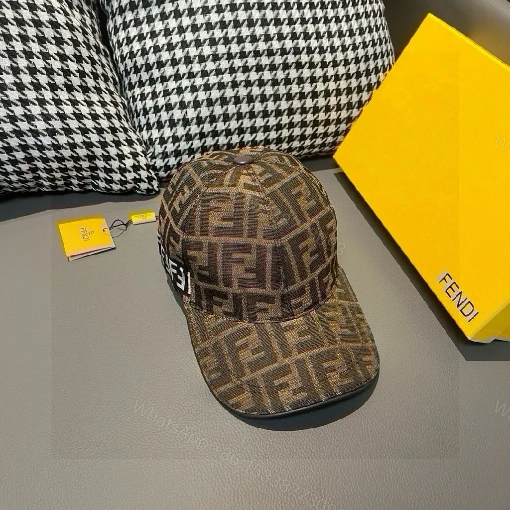 View 3 of Geometric Fendi-Style Cap: Patterned Logo Mesh Cap