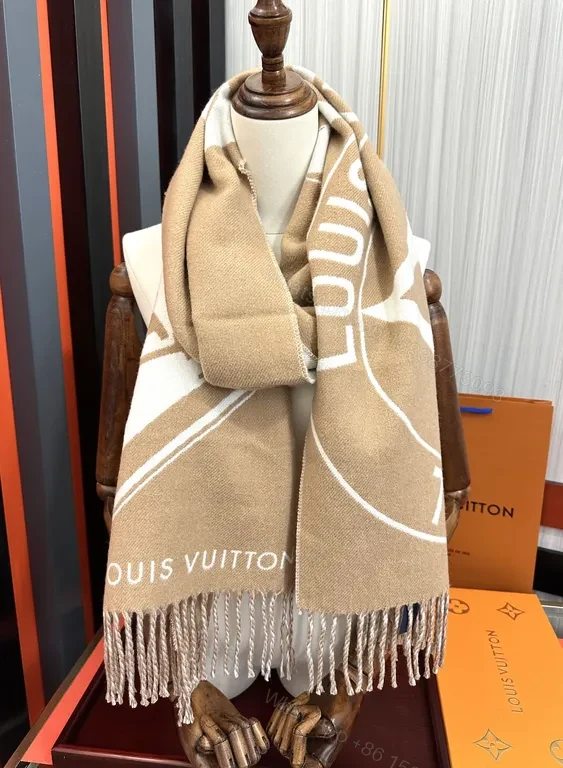 Luxurious Cardigan-Wrap Scarf: Camel & Ivory, Statement Knit — view 1