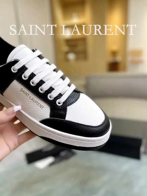 View 5 of Monochrome Leather-Textured Low-Tops with Subtle Accents Sneakers