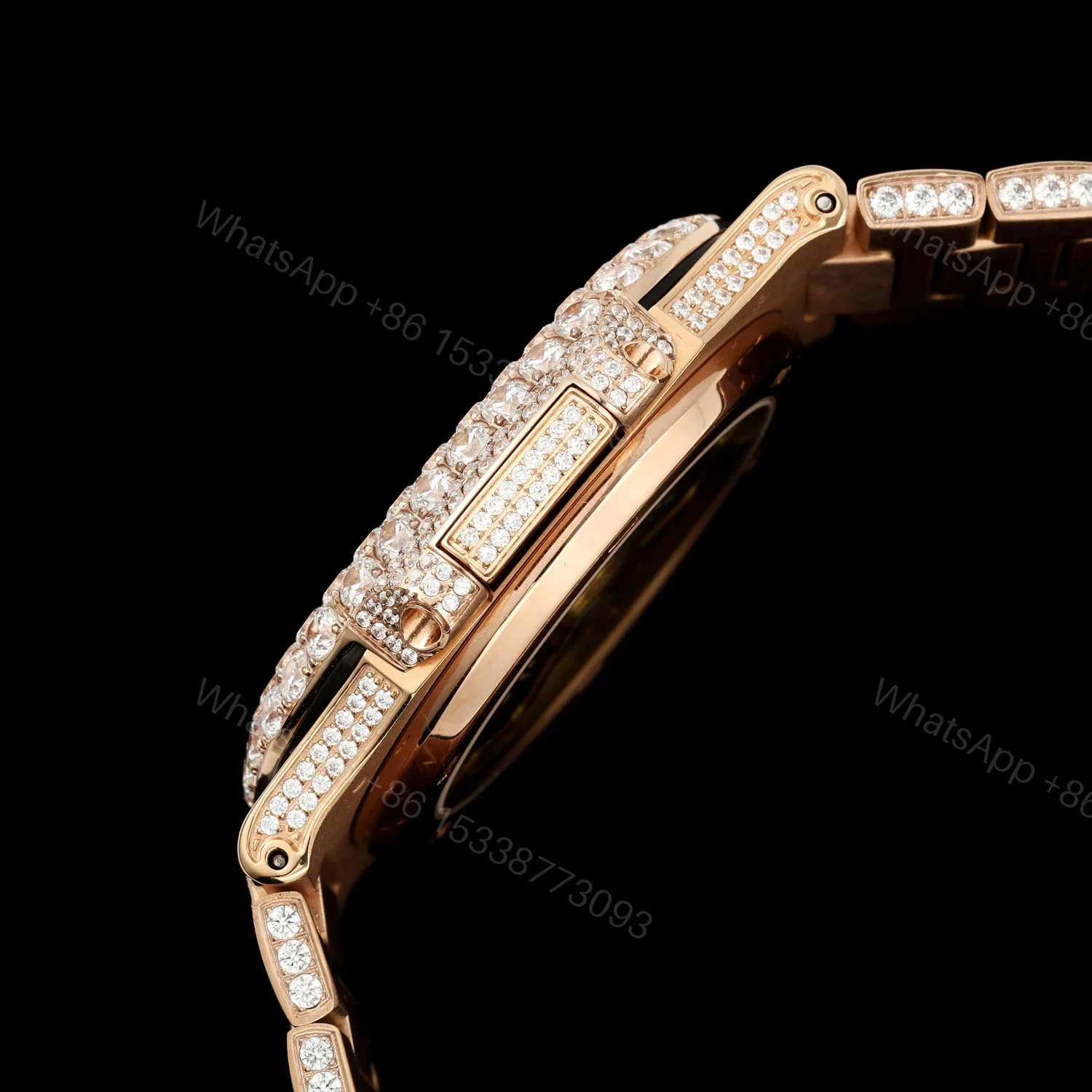 View 8 of Patek Philippe Nautilus 5711 Diamond Pavé Watch 40mm Full Diamond White Gold Style Edition AMG-PP-BD1-5711-2600-FD