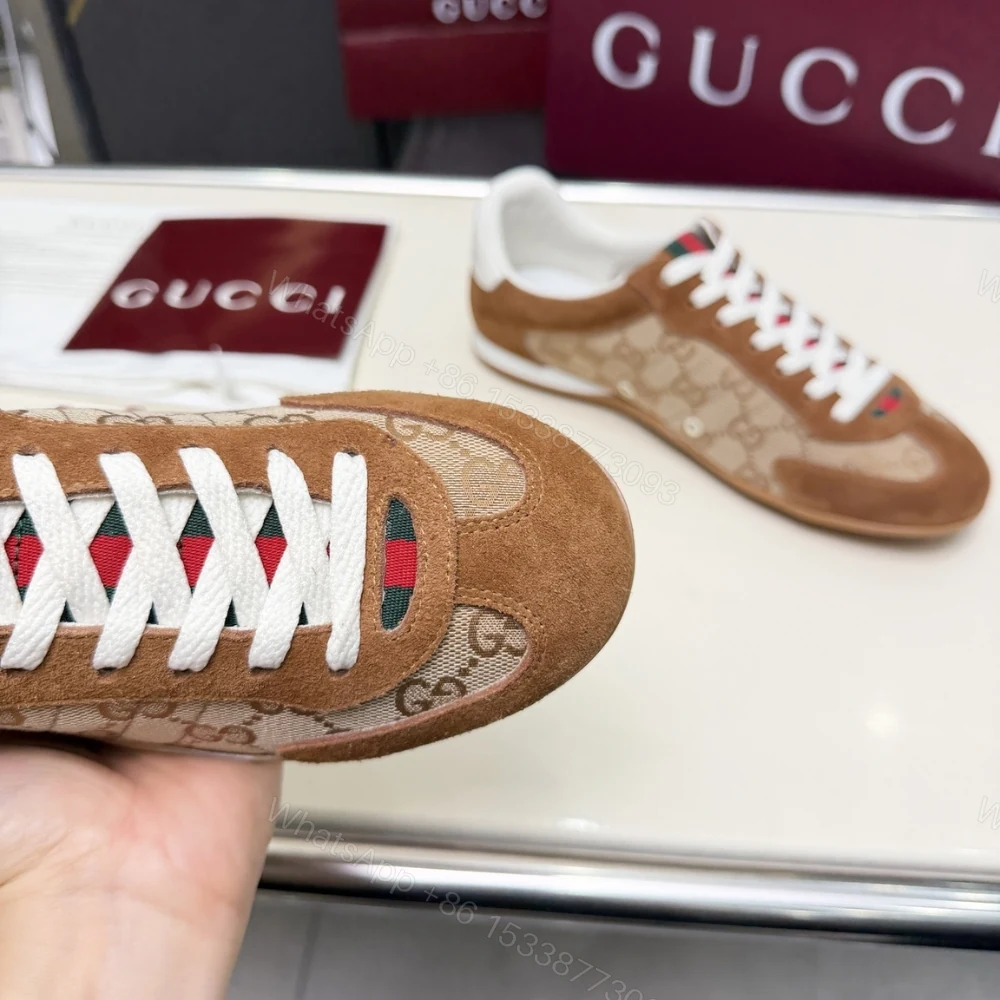 View 8 of Gucci Men Shift Trainers Beige And Dark Brown