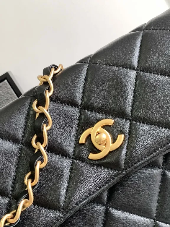 View 8 of Chic Quilted Black Shoulder Bag with Gold Chain Strap