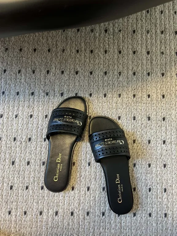 View 5 of Minimalist Luxury Perforated Slide Sandals - Faux-Leather, Black, Unisex