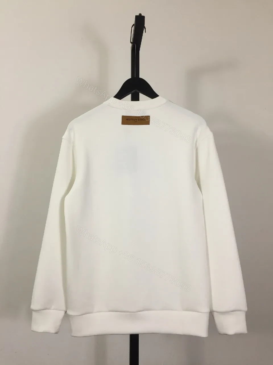 View 3 of White Crewneck Sweatshirt with Multicolor Monogram Accent